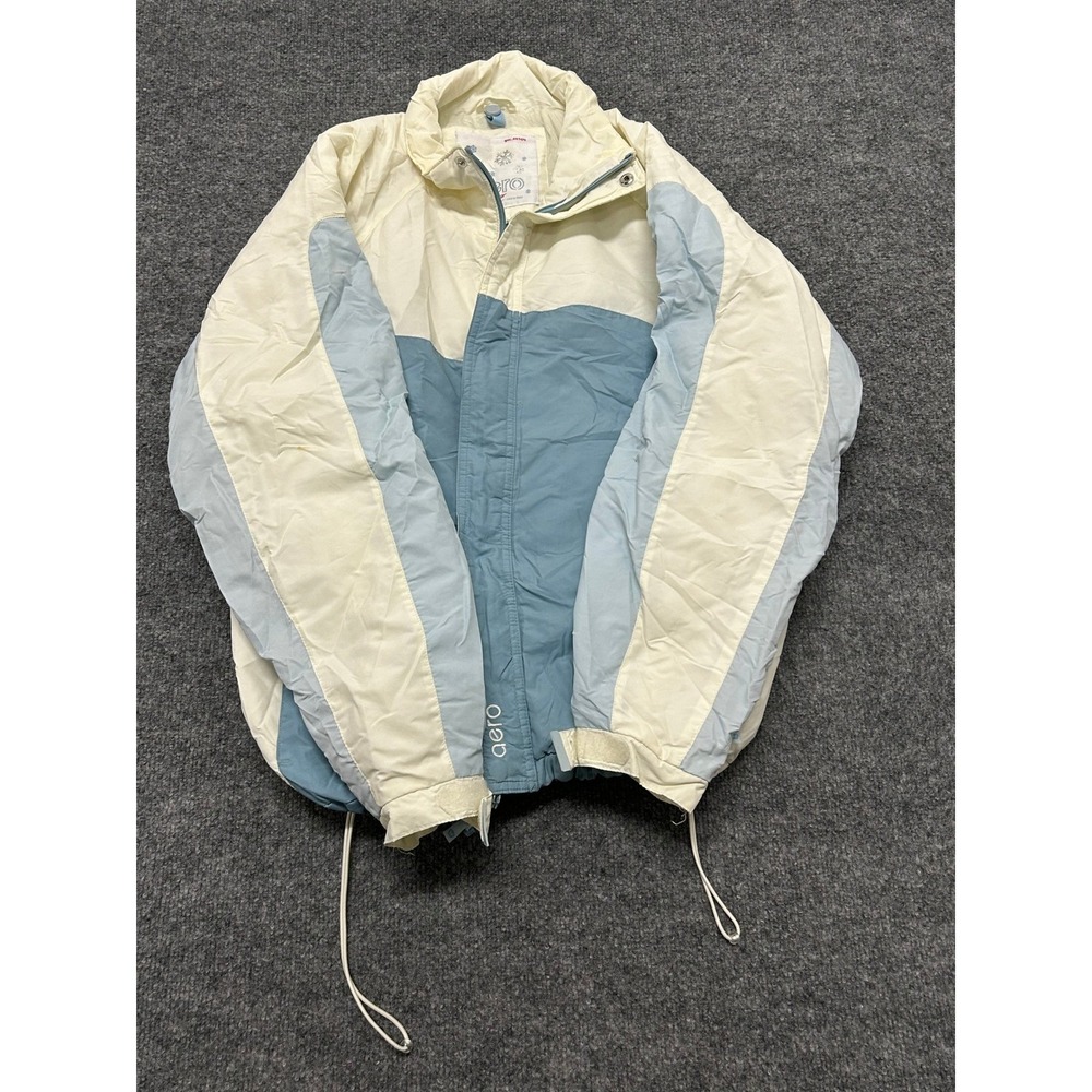 Aero Jacket Womens Large Blue Cream Colorblock Puffer Insulated Nylon Zip Up